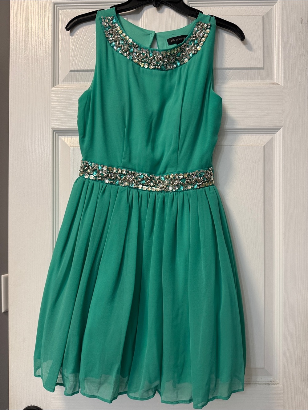 Jodi Kristopher teal blue knee length dress